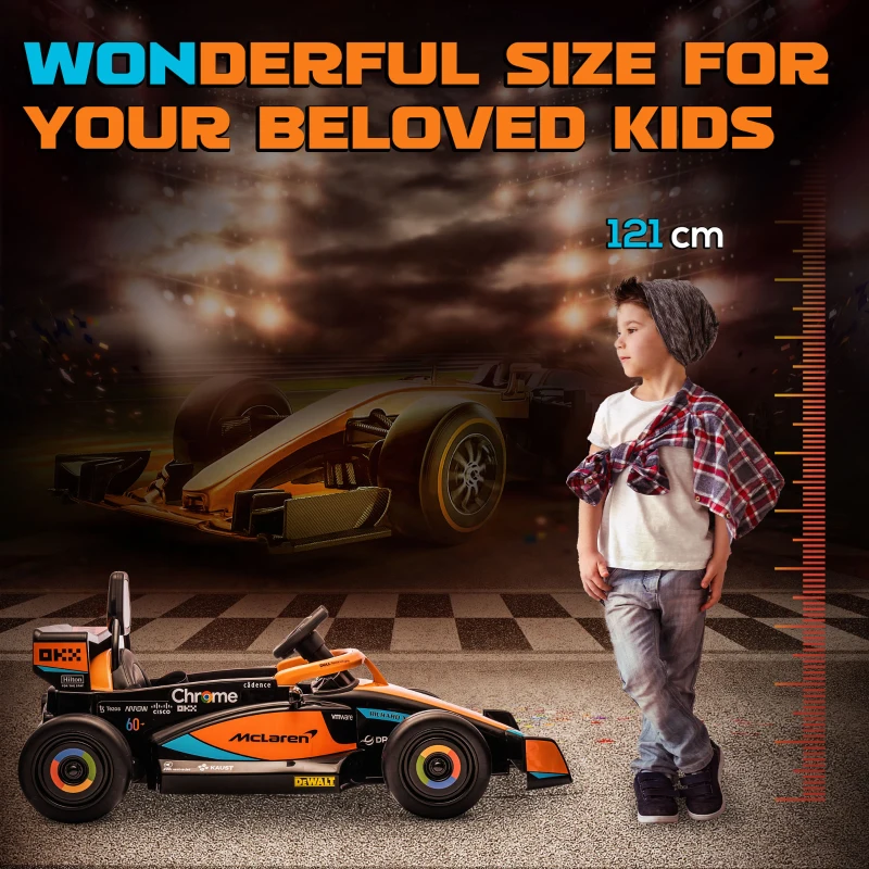 Qaba 12V Electric Car for Kids with Suspension, Music, MP3, Remote Control for 3-5 Years, Orange