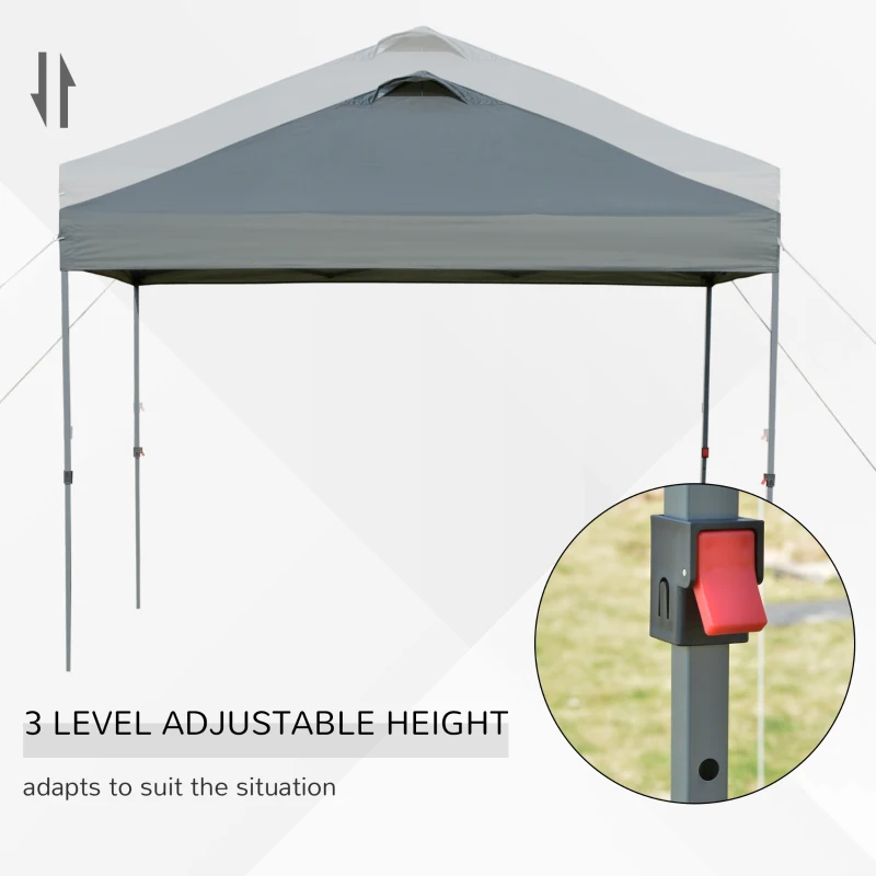 Outsunny 10' x 10' Pop Up Canopy Tent, Instant Sun Shelter with 3-Level Adjustable Height, Top Vents and Wheeled Carry Bag for Outdoor, Garden, Patio, Gray