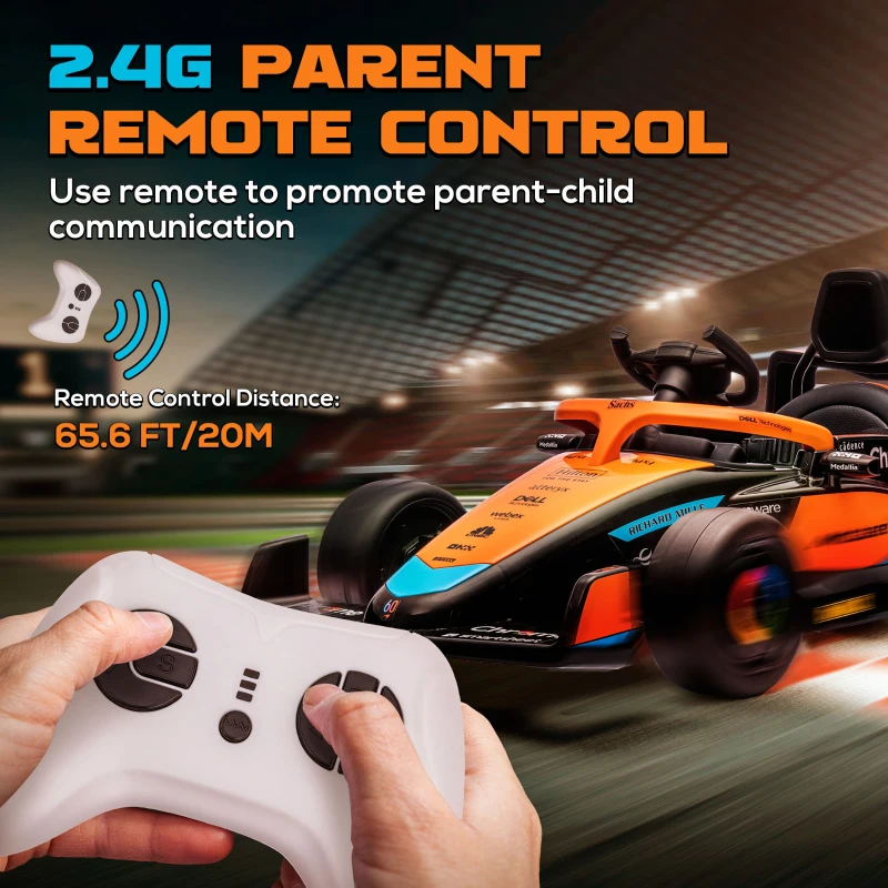 Qaba 12V Electric Car for Kids with Suspension, Music, MP3, Remote Control for 3-5 Years, Orange