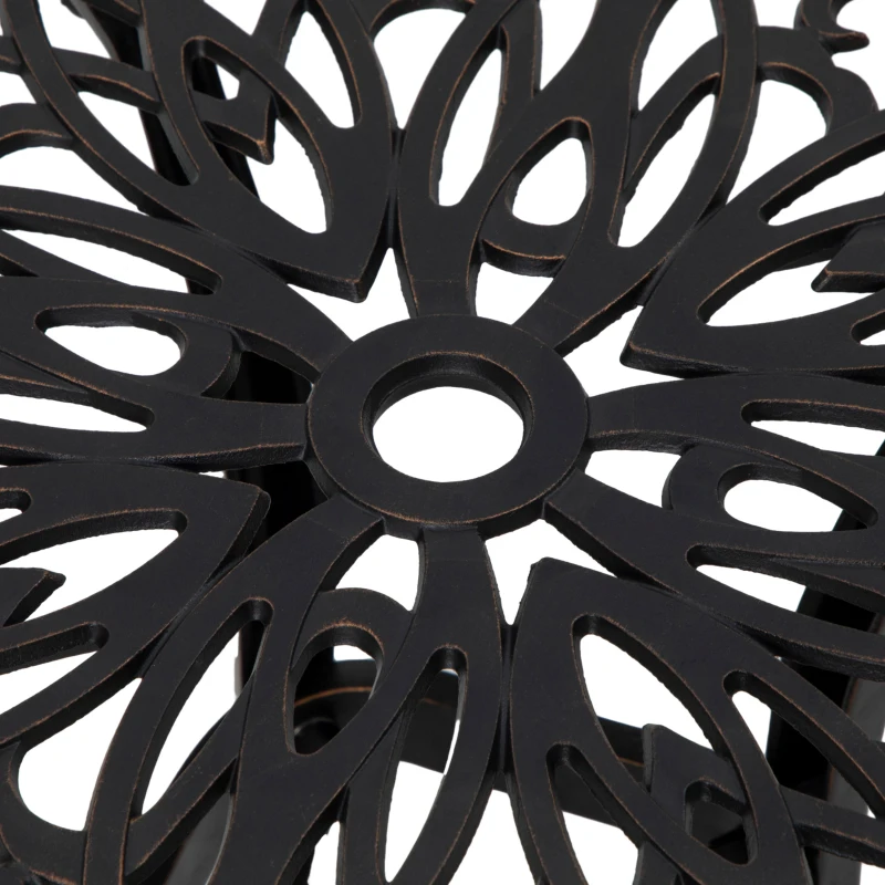 Outsunny 21" Square Outdoor End Table, Cast Aluminum Patio Side Table with Umbrella Hole for Garden, Balcony, Poolside, Bronze