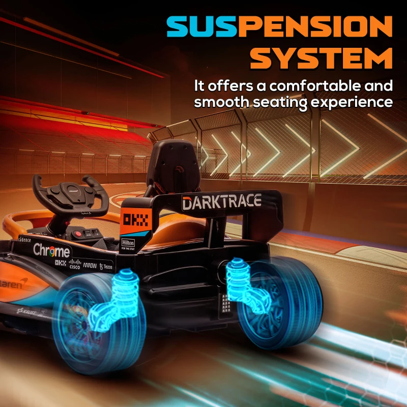 Qaba 12V Electric Car for Kids with Suspension, Music, MP3, Remote Control for 3-5 Years, Orange