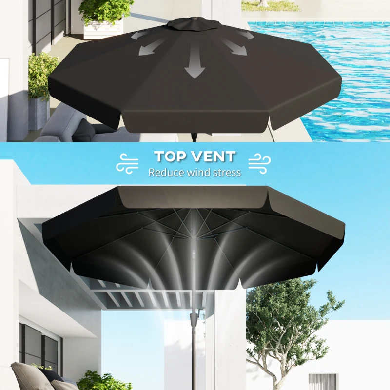 Outsunny 8.5 ft Outdoor Market Table Umbrella, Round Patio Umbrella with Tilt and Crank for Garden, Backyard, Deck, Black