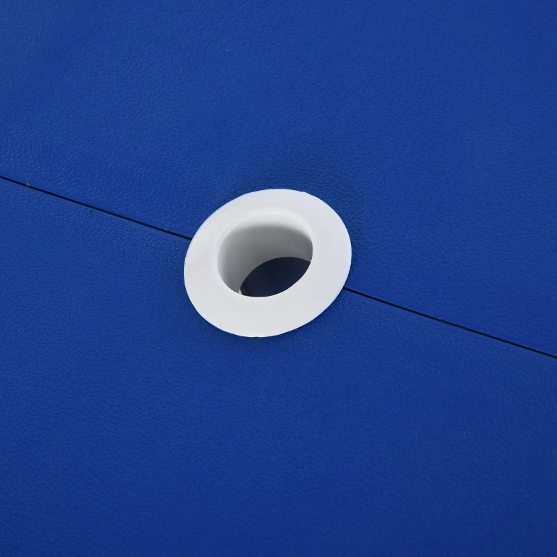 Outsunny Fold Up Picnic Table Portable Camping Table Foldable Travel Patio, Lawn Garden Table, with 4 Seats Chairs, Umbrella Hole, Aluminum Frame, Blue