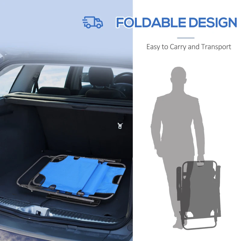 Outsunny Folding Chaise Lounge Chair, Outdoor Portable 2-Level Adjustable Recliner Zero Gravity Chair with Headrest Pillow, Armrests with Storage Mesh Pocket, Blue