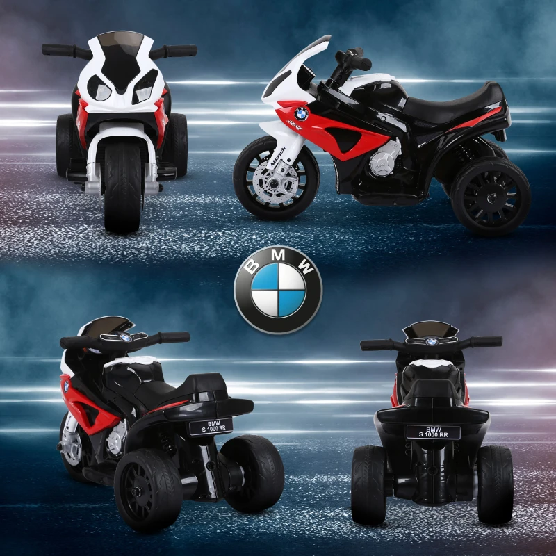 Aosom Kids Motorcycle, 6V Battery Powered Toddler Motorcycle with Headlight, Music, 3 Wheels Electric Motorcycle for Kids, Licensed BMW, Gift for Boys & Girls -Red