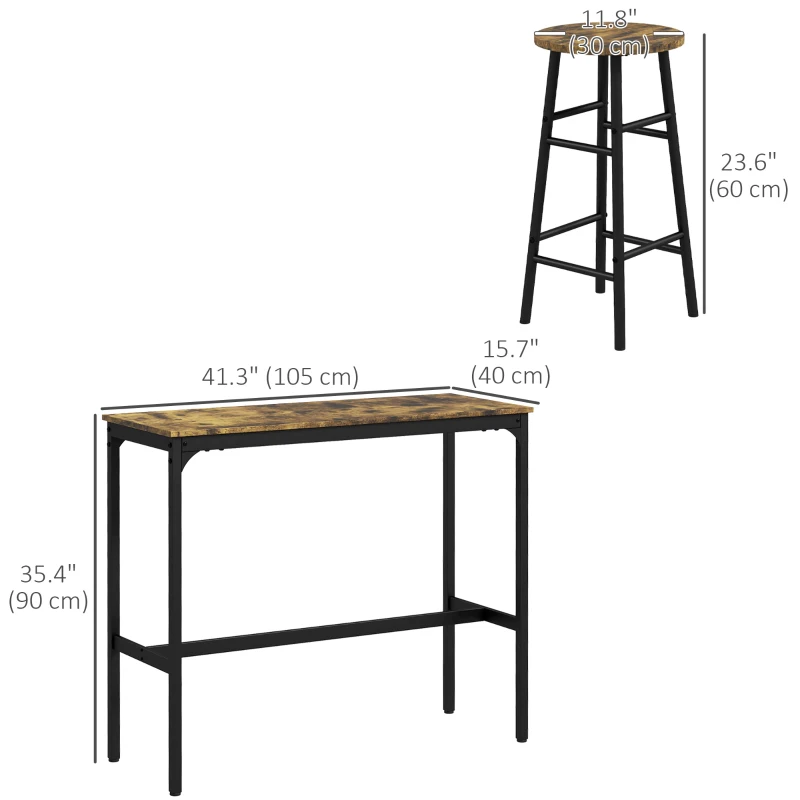 HOMCOM 5-Piece Counter Height Bar Table and Chairs, Dining Table and Chairs Set for 4, Pub Table and Chairs