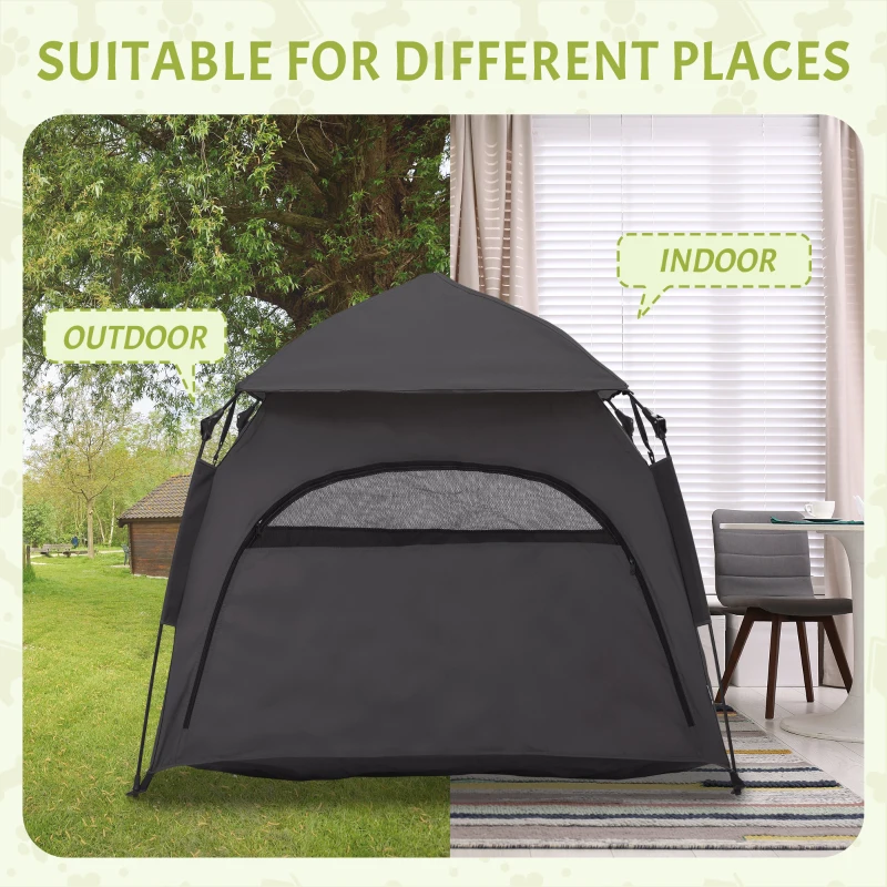 PawHut Pop Up Dog Tent for Extra Large and Large Dogs with Carry Bag, for Beach, Backyard, Home, Dark Gray