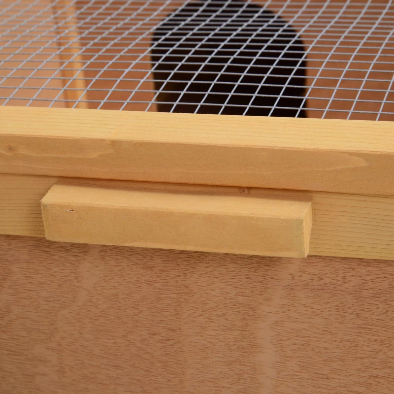 PawHut Wooden Tortoise Enclosure with Two Room Design, for Indoor Use, 37" x 25" x 13", Nature Wood