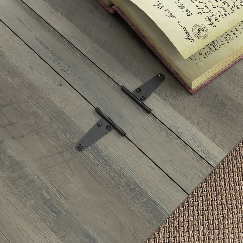 HOMCOM Farmhouse Coffee Table, Square Center Table with Flip-top Lids, Hidden Storage Compartment and Wooden Legs, Distressed Grey