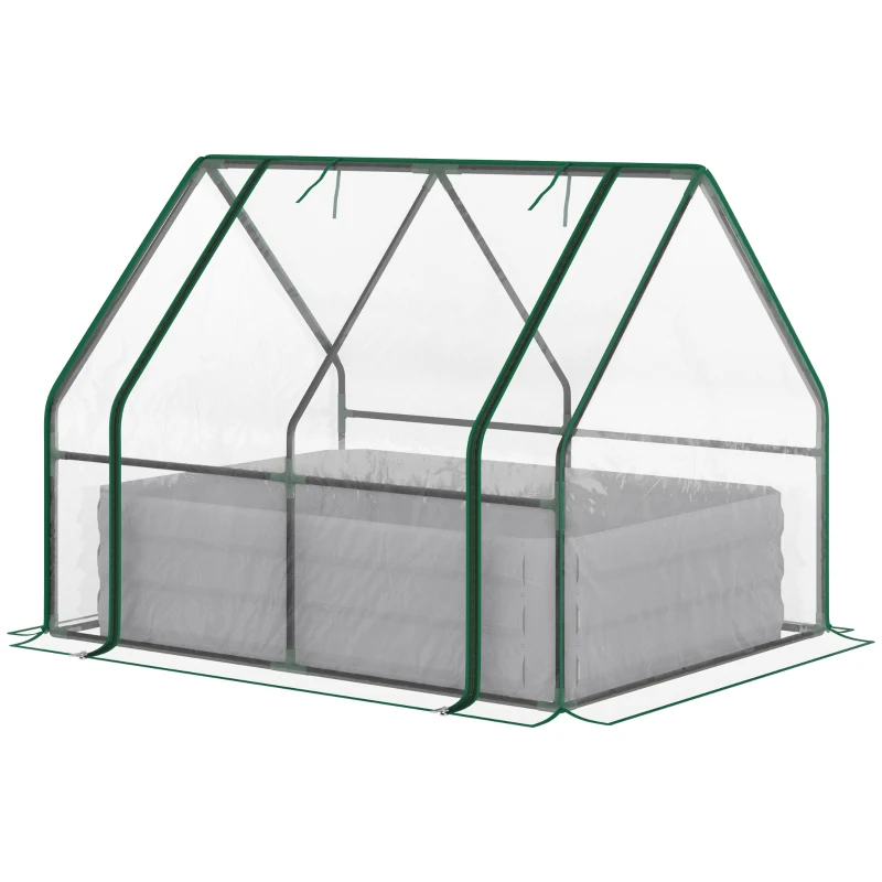 Outsunny Steel Outdoor Raised Garden Bed with Greenhouse,Cover, Roll Up Door, Dual Use, 50"x37.4"x36.2", Clear
