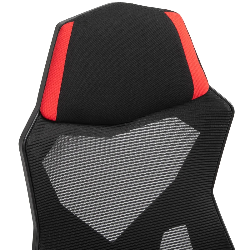 Vinsetto Ergonomic Home Office Chair High Back Armchair Computer Desk Recliner with Footrest, Mesh Back, Lumbar Support and Wheels, Red