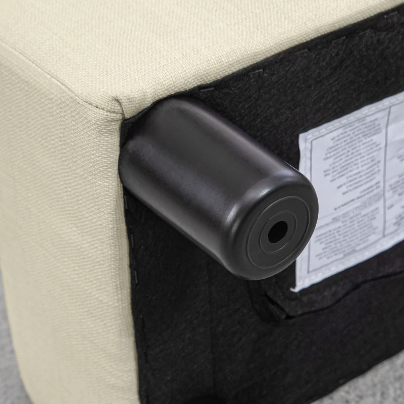 HOMCOM Small Ottoman Foot Rest, Foot Stool with Linen Fabric Upholstery and Plastic Legs, Cube Ottoman, Beige