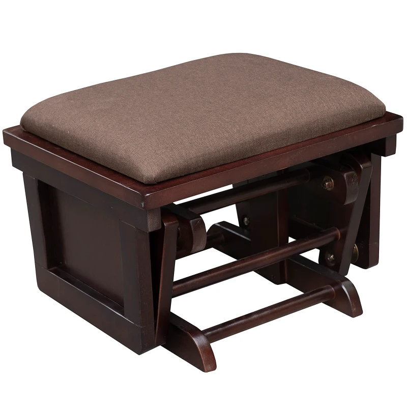 HOMCOM Nursery Glider Rocking Chair with Ottoman, Thick Padded Cushion Seating, Armrests and Wood Base, Dark Coffee