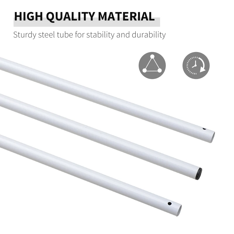 Outsunny Adjustable Sun Sail Shade Canopy Pole/Pipe Installation Kit (SUN SAIL NOT INCLUDED), White