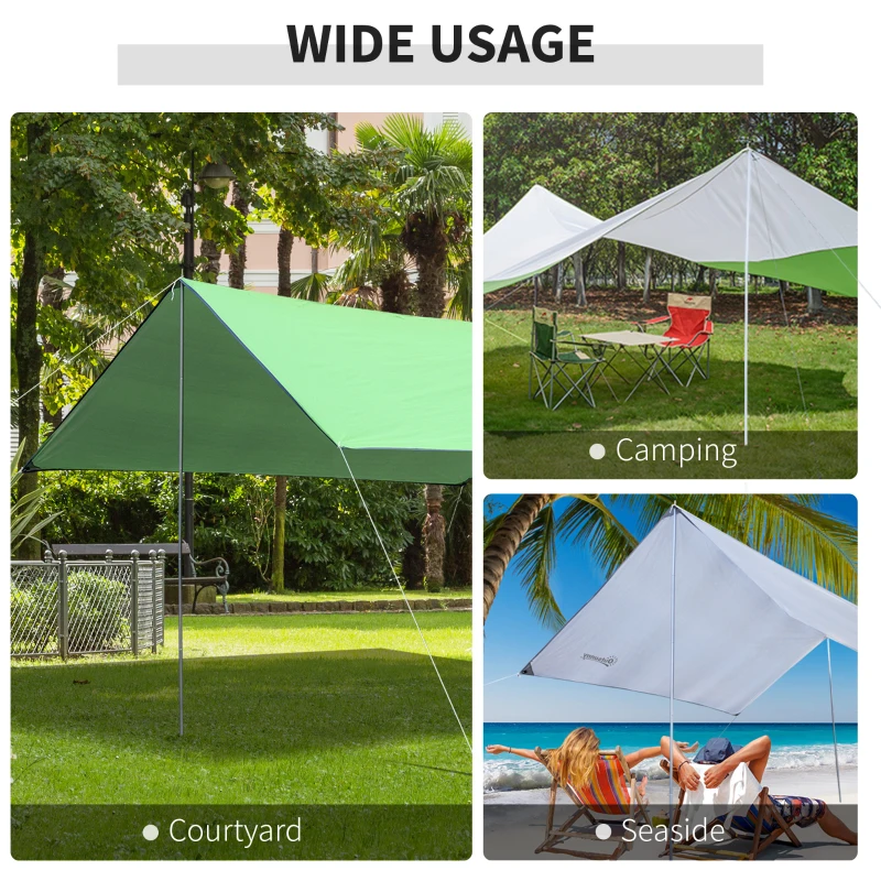 Outsunny Adjustable Sun Sail Shade Canopy Pole/Pipe Installation Kit (SUN SAIL NOT INCLUDED), White