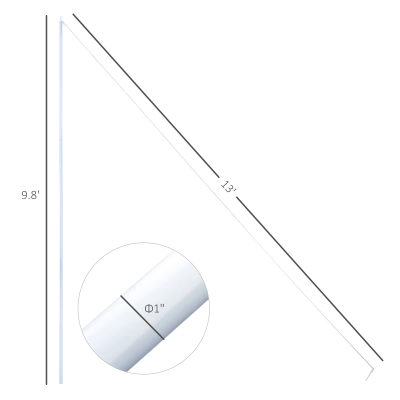 Outsunny Adjustable Sun Sail Shade Canopy Pole/Pipe Installation Kit (SUN SAIL NOT INCLUDED), White