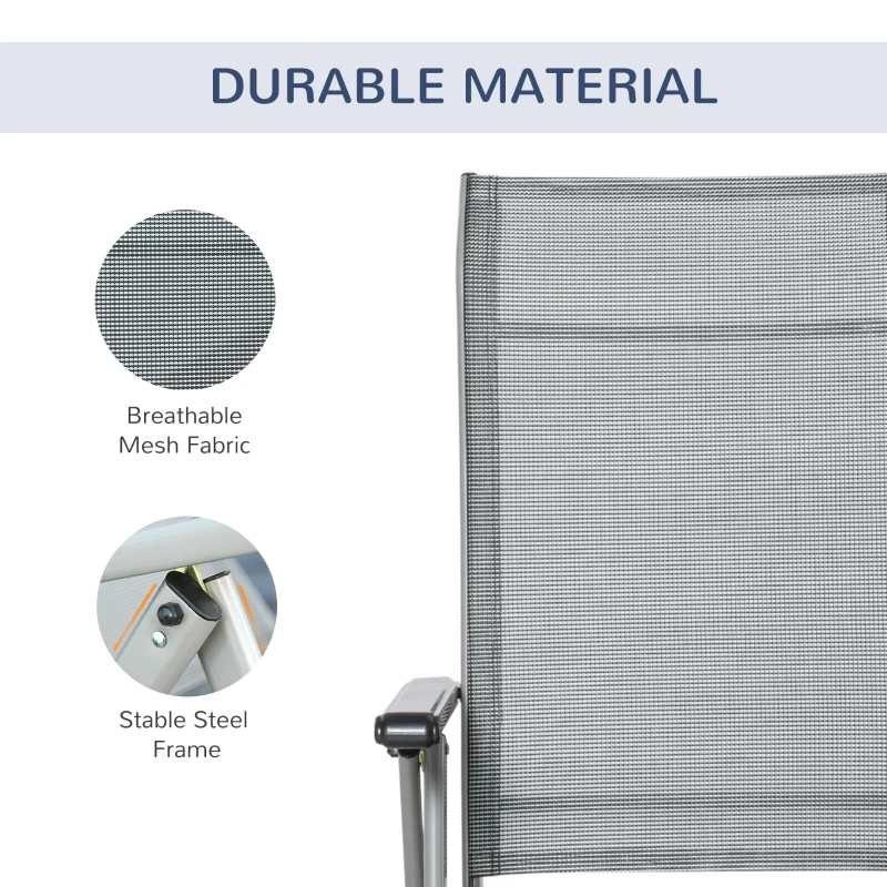 Outsunny Foldable Lounge Chair with 10-Positions Adjustable Backrest & Footrest for Deck, Backyard, Beach, Porch, Grey