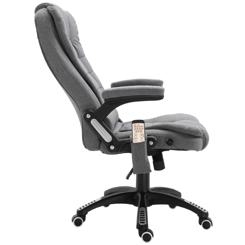 Vinsetto 6 Point Vibrating Massage Home Office Chair High Back Executive Chair with Reclining Back, Swivel Wheels, Grey