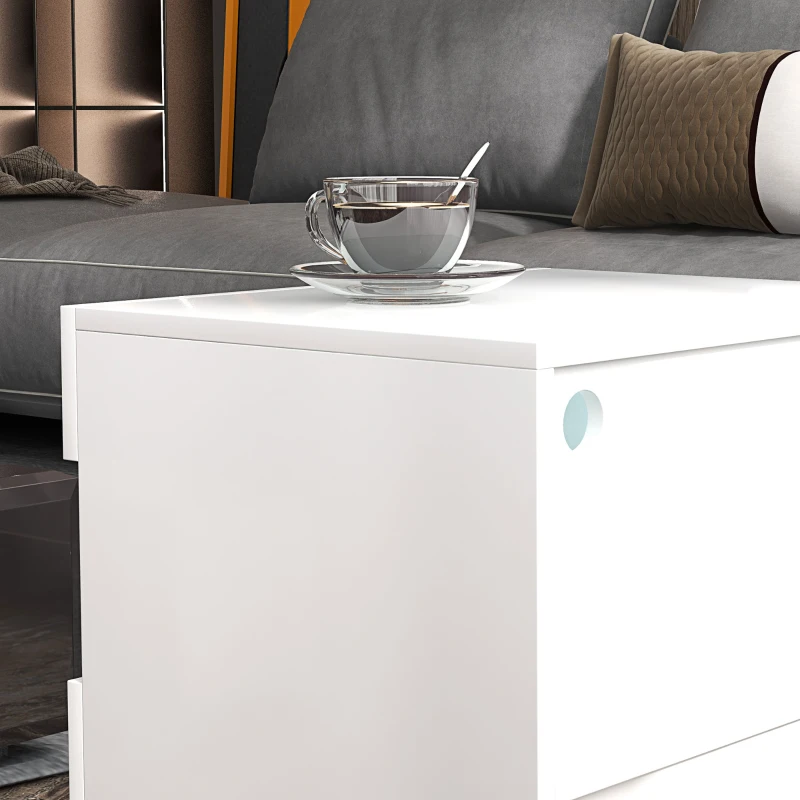 HOMCOM Nightstand with LED Lights, Small Bedside Table with Drawer and Open Shelf