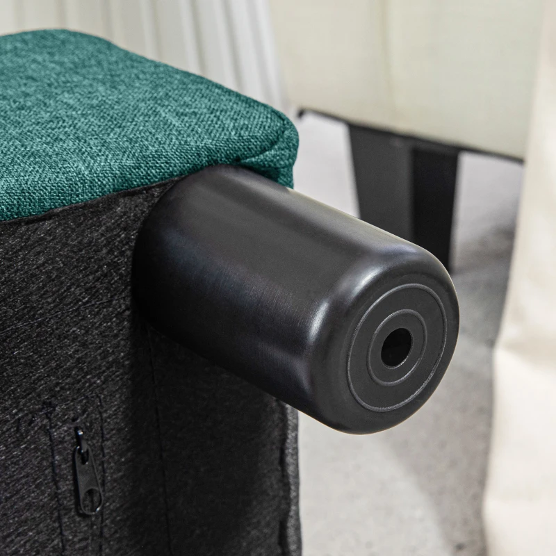 HOMCOM Small Ottoman Foot Rest, Foot Stool with Linen Fabric Upholstery and Plastic Legs, Cube Ottoman, Green