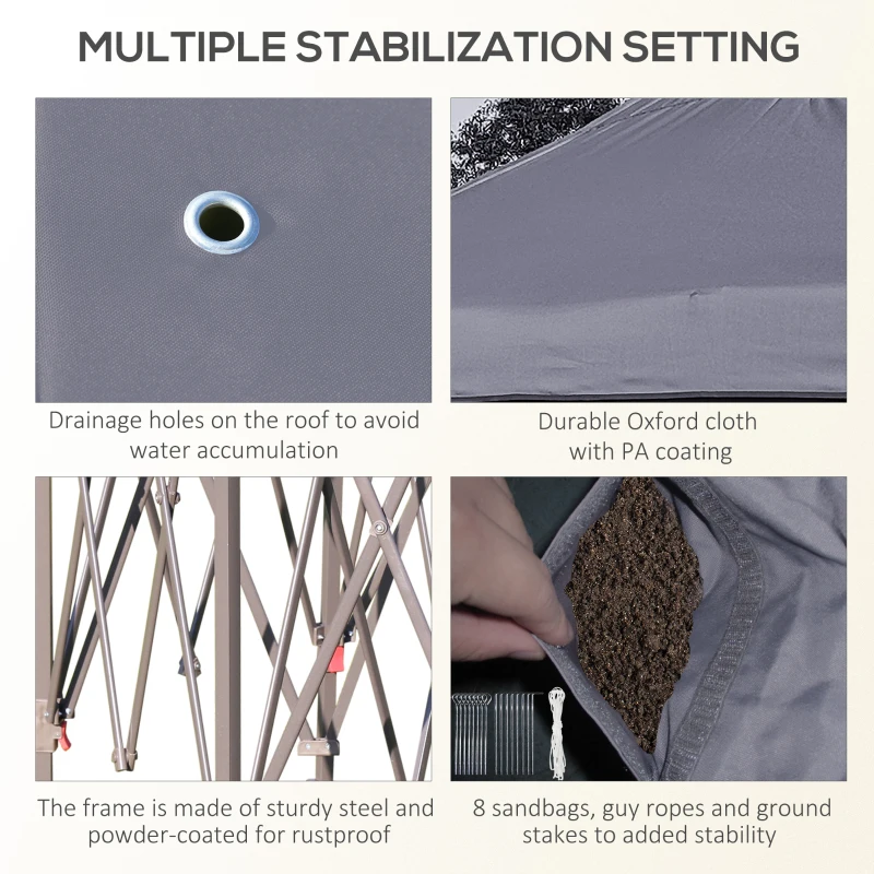 Outsunny 13' x 10' Pop Up Gazebo, Octagon Canopy Tent with Zippered Mesh Sidewalls, Weight Bags, Height Adjustable and Carrying Bag, Event Tent for Patio Garden Backyard, Grey