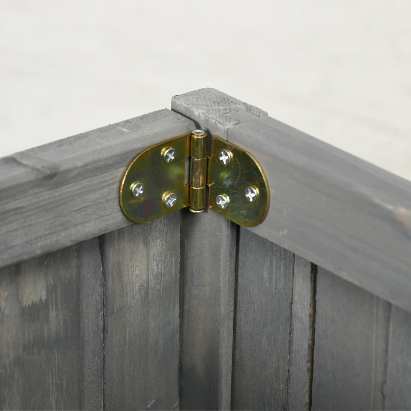 Outsunny Foldable Elevated Planter Box, Wooden Raised Garden Bed for Backyard, Patio to Grow Vegetables, Herbs, Flowers, Grey