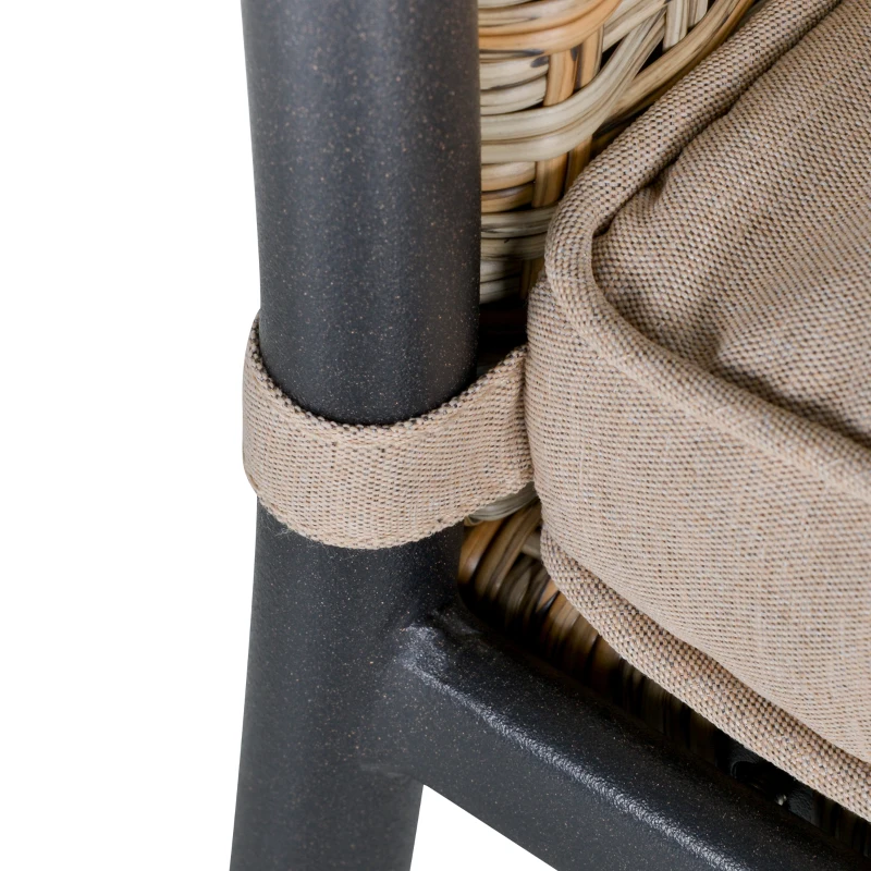 Outsunny 5-Piece Rattan Bar Table and 4 Chairs with Padded Cushions, Mixed Brown