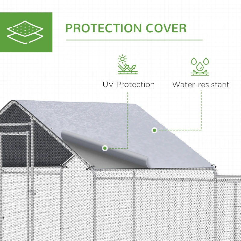 PawHut 23' x 6.6' Large Chicken Coop with Weather-Resistant Cover for 12-14 Chickens, Silver