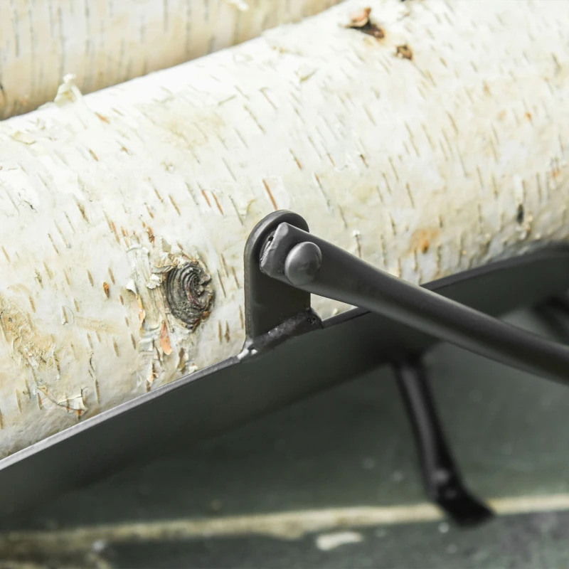 Outsunny 16" Firewood Log Rack Curved Fireplace Log Holder Wood Storage Basket Carrier with Flexible Handle, for Outdoor and Indoor Use, Black