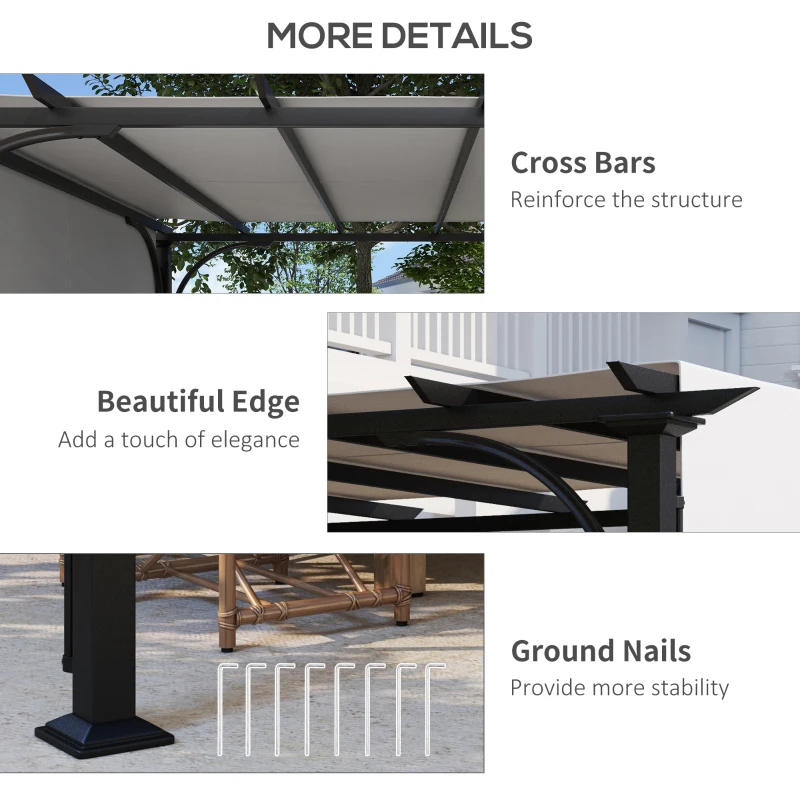 Outsunny 10' x 10' Outdoor Pergola Patio Gazebo Canopy Sun Shelter, Steel Frame, White