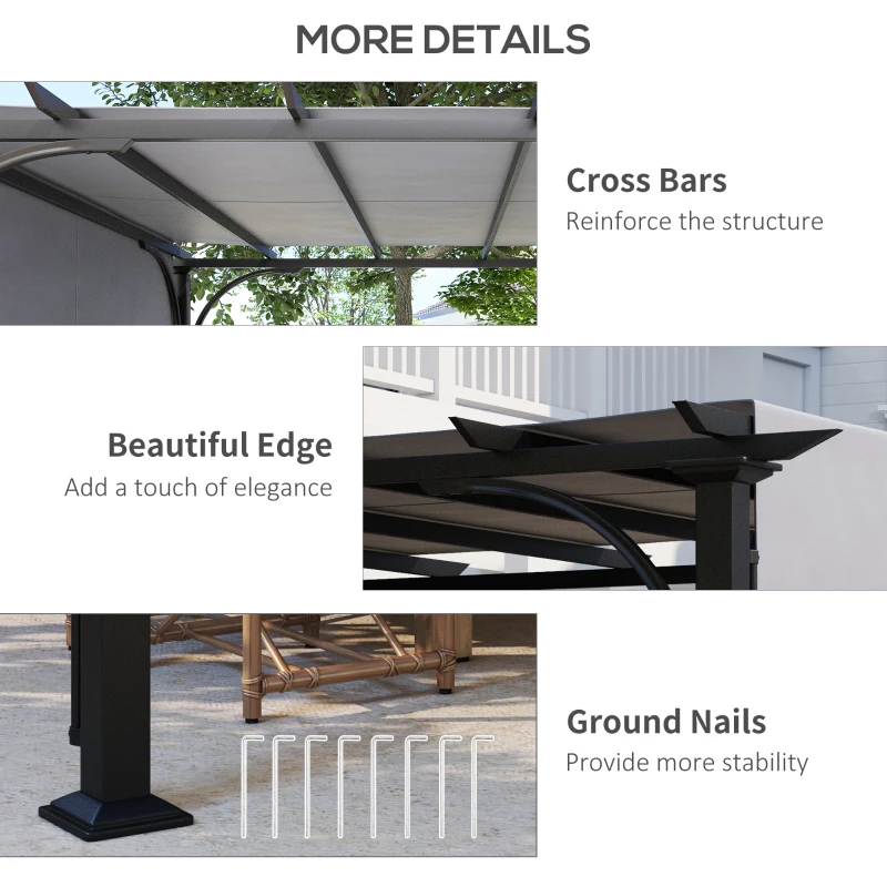 Outsunny 10' x 10' Outdoor Pergola Patio Gazebo Canopy Sun Shelter, Steel Frame, Grey