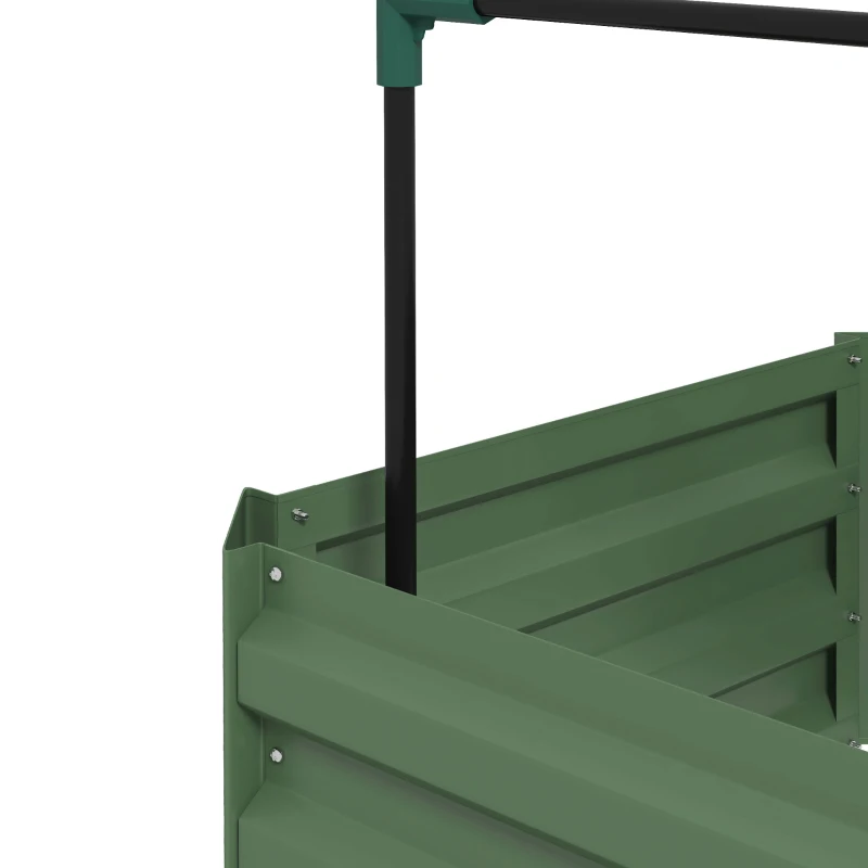 Outsunny Galvanized Planter Box, Outdoor Raised Garden Bed with 4-Tier Trellis Tomato Cage for Climbing Vines, Vegetables, Green