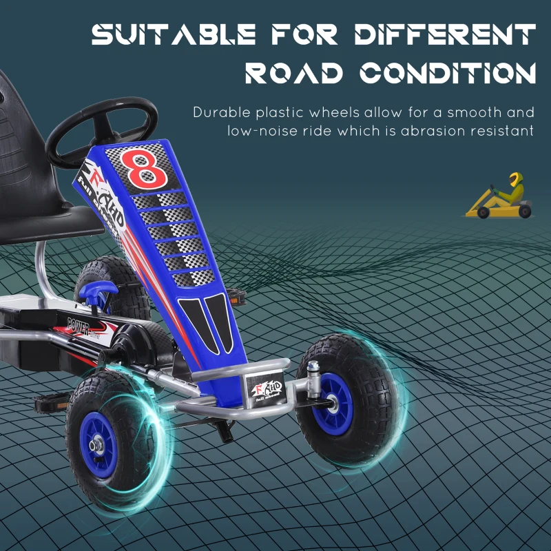 Aosom Pedal Go Kart Children Ride on Car  Racing Style with Adjustable Seat, Rubber Wheels, Handbrake, Clutch