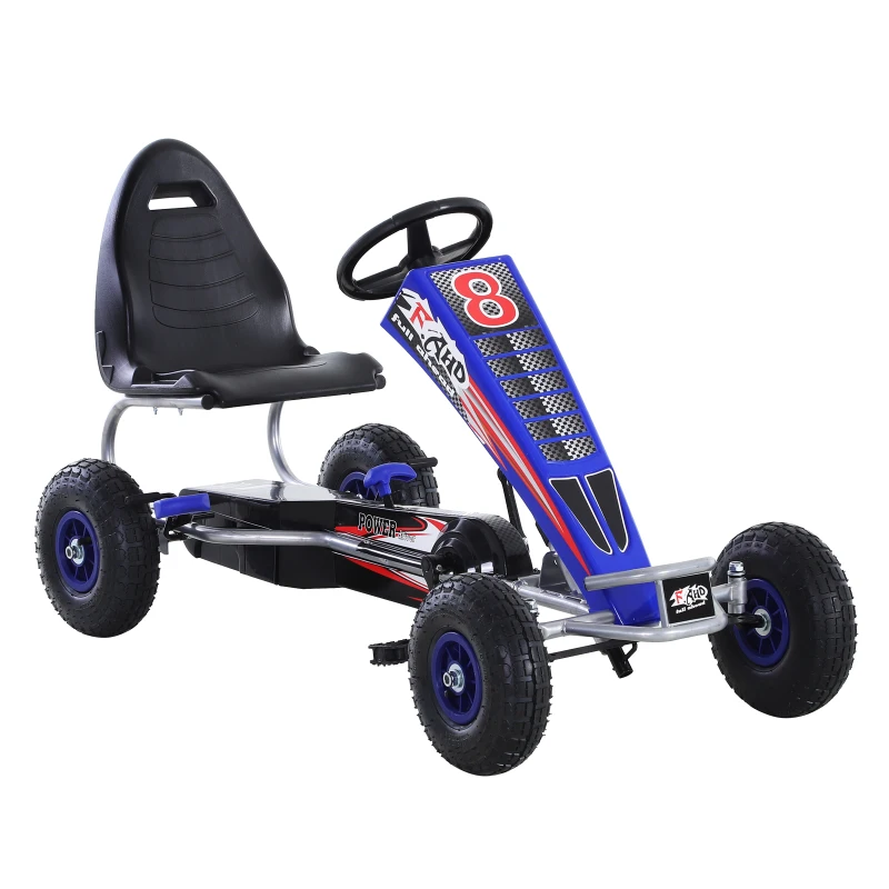 Aosom Pedal Go Kart Children Ride on Car  Racing Style with Adjustable Seat, Rubber Wheels, Handbrake, Clutch