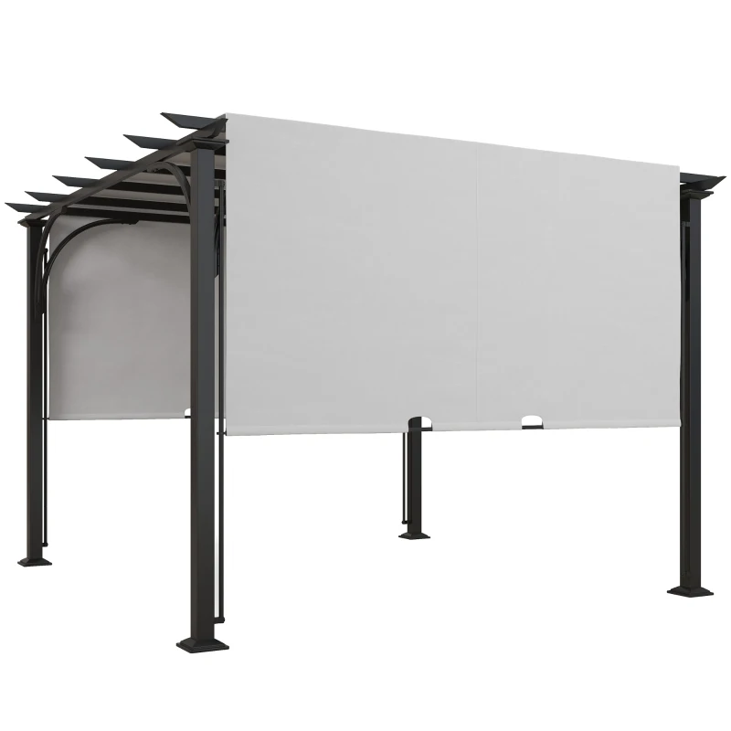 Outsunny 10' x 10' Outdoor Pergola Patio Gazebo Canopy Sun Shelter, Steel Frame, White