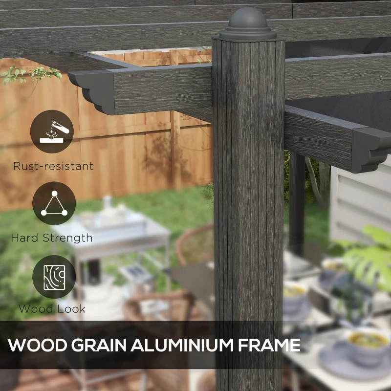 Outsunny 10' x 13' Retractable Pergola Canopy, Aluminum Pergola Sun Shade Shelter for Garden, Patio, Backyard, Deck, Gray