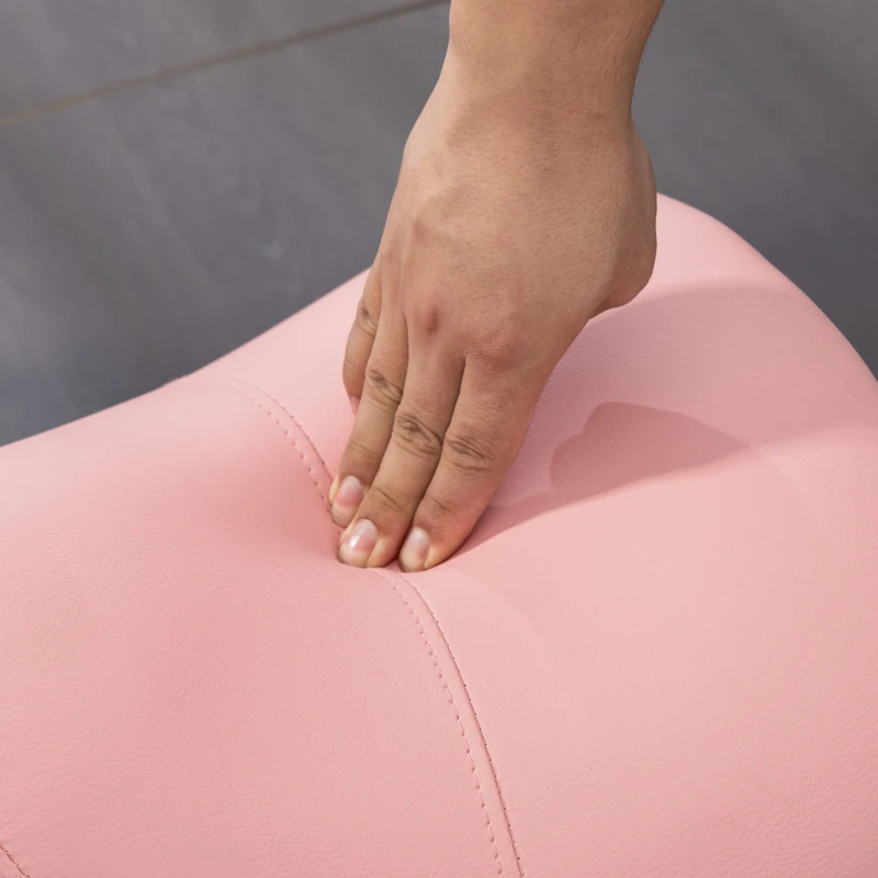 HOMCOM Cosmetic Stool 360° Rotate Height Adjustable Salon Massage Spa Chair Hydraulic Rolling Faux Leather Saddle Stool, Pink
