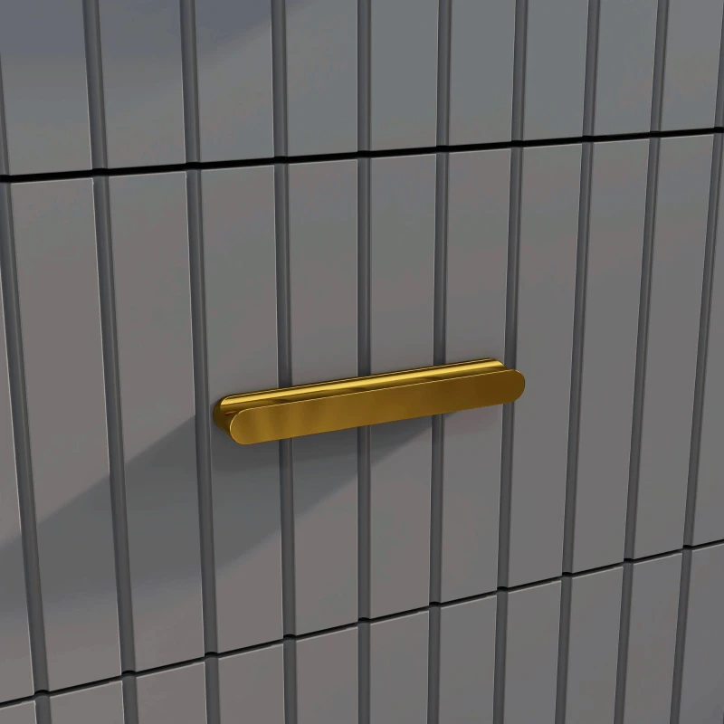 HOMCOM 3 Drawer Cabinet, Drawer Chest for Bedroom, Chest of Drawers with Aluminium Legs and Gold Handles, Dark Grey