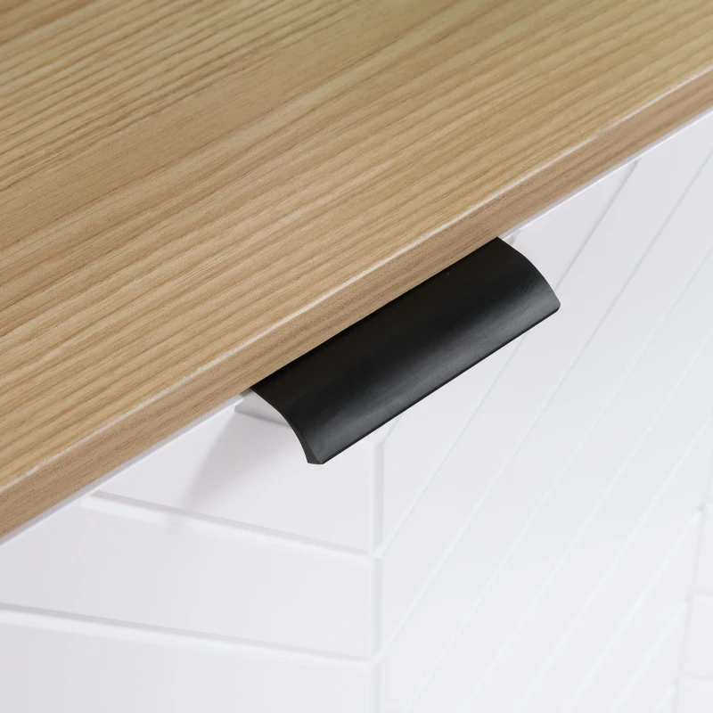 HOMCOM Modern Sideboard and Buffet, Dining Room Cabinet with Adjustable Shelves and 4 Doors, Natural