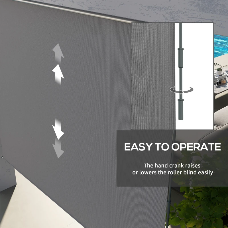 Outsunny 8' x 6' Patio Door Blinds, Outdoor Roller Shades, Cordless Roll Up Shade for Porch Gazebo, Light Grey