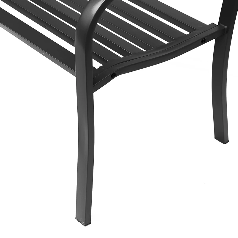 Outsunny 50" Garden Bench Outdoor Loveseat with Vintage Bird Pattern Cast Metal - Black