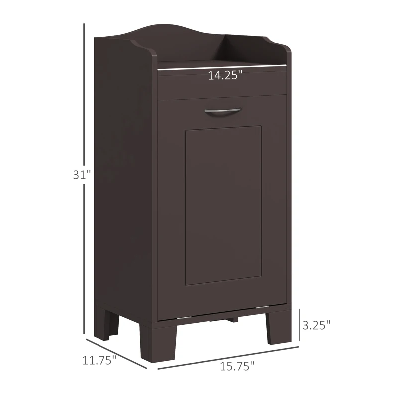 HOMCOM Tilt-out Laundry Storage Cabinet with Tabletop and Compartment Hamper, Coffee