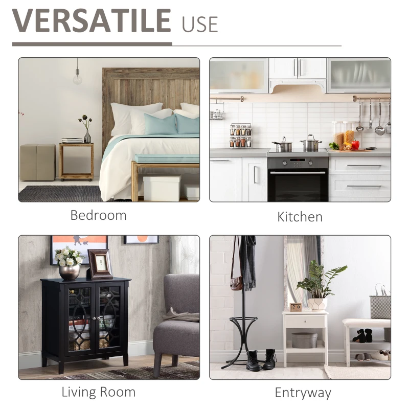 HOMCOM Sideboard Cabinet, Buffet Table with Double Framed Glass Doors, 2 Adjustable Shelves and Elevated Base Espresso