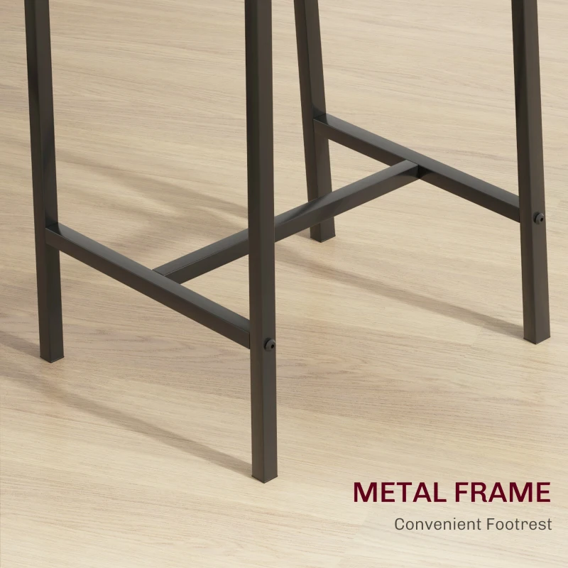 HOMCOM 3 Piece Pub Table and Chairs for 2, Bar Table and Stools with Footrest for Small Space, Oak