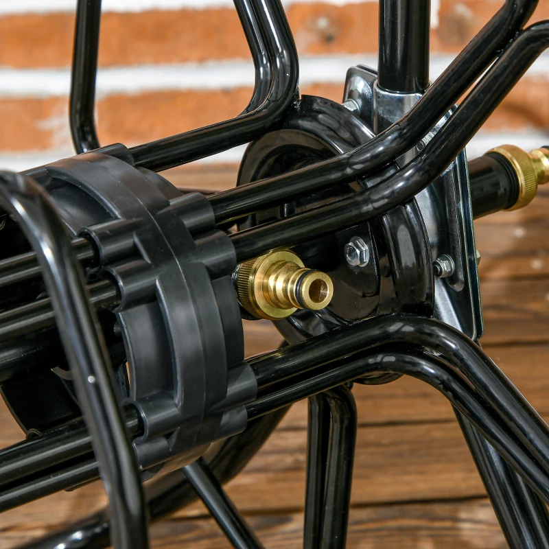 Outsunny Garden Hose Reel Cart, Portable Water Hose Cart Hold Up to 98' of 5/8" Hose (Hose Not Included), Black