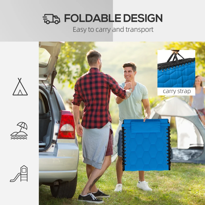 Outsunny Folding Chaise Lounge Set with Reclining Back, 25.6" x 74" x 14.2", Blue