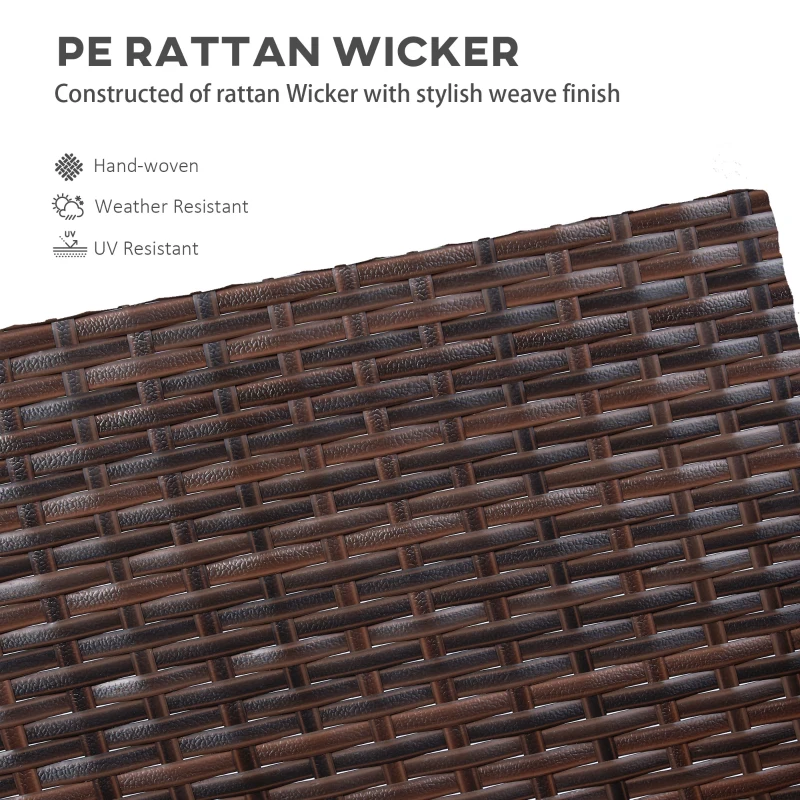 Outsunny 3-Piece Wicker Bar Set, Patio Bar Table Chair with Cushions, for Poolside, 25.2" x 19.3" x 37", White