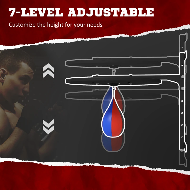 Soozier Wall Mounted Speed Bag Platform, Adjustable Punching Bag with 360-Degree Swivel, Home Fitness