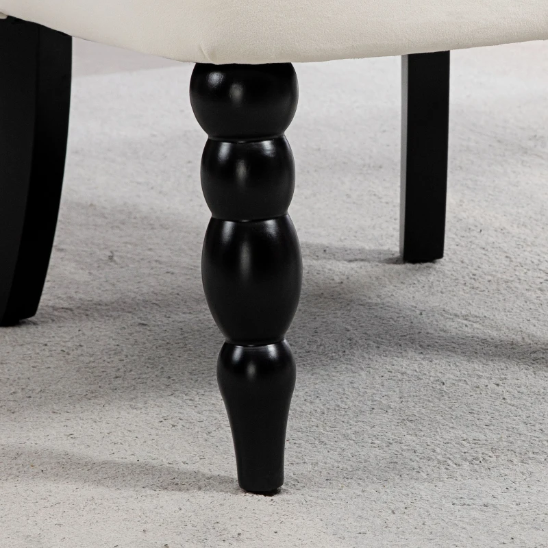 HOMCOM Accent Armchair, Vintage Lounge Chair with Button Tufted Back, Turned Legs for Living Room, Dining Room, Cream White