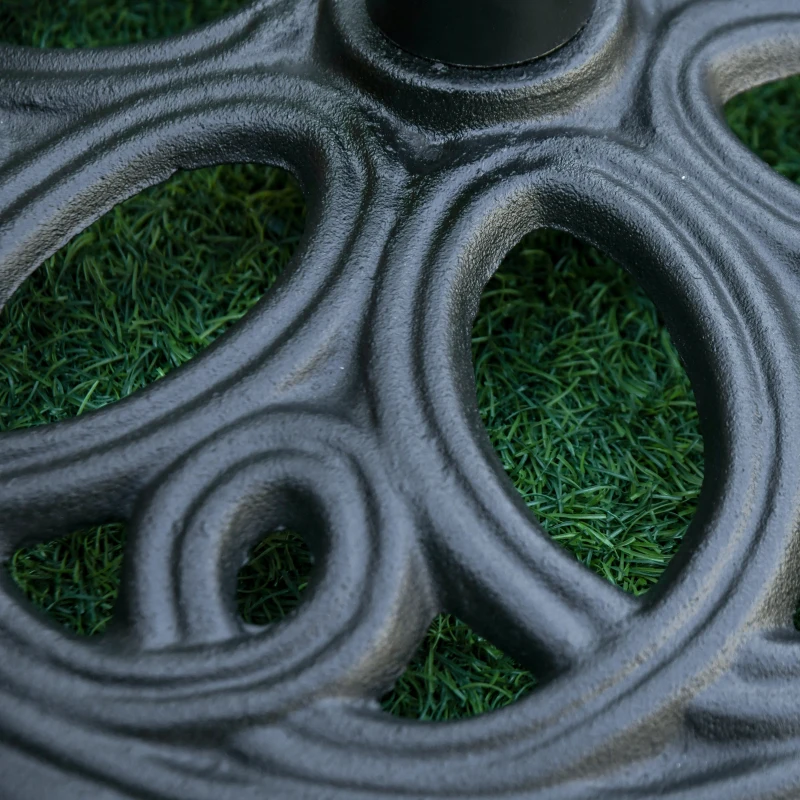 Outsunny 25lbs Cast Iron Round Patio Umbrella Base Stand, Umbrella Holder for Outdoor, Patio, Garden, Deck and Beach, Fit Dia. 1.5", 2" Pole, Black